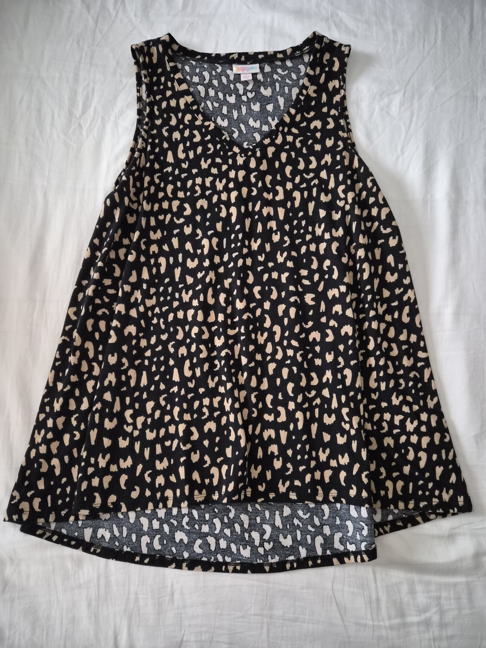 LuLaRoe Black Tank Skirt with Beige Leopard Print